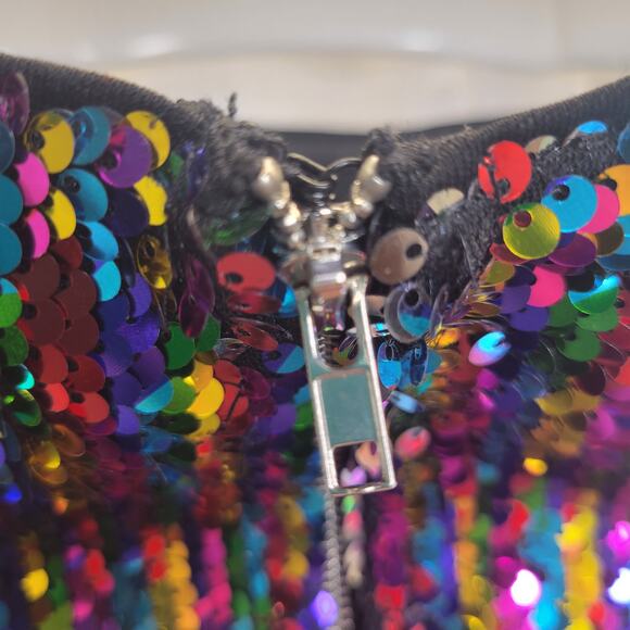 Forever 21 Multicolor/Silver Sequin Off the Shoulder Crop Top, S - Picture 3 of 9